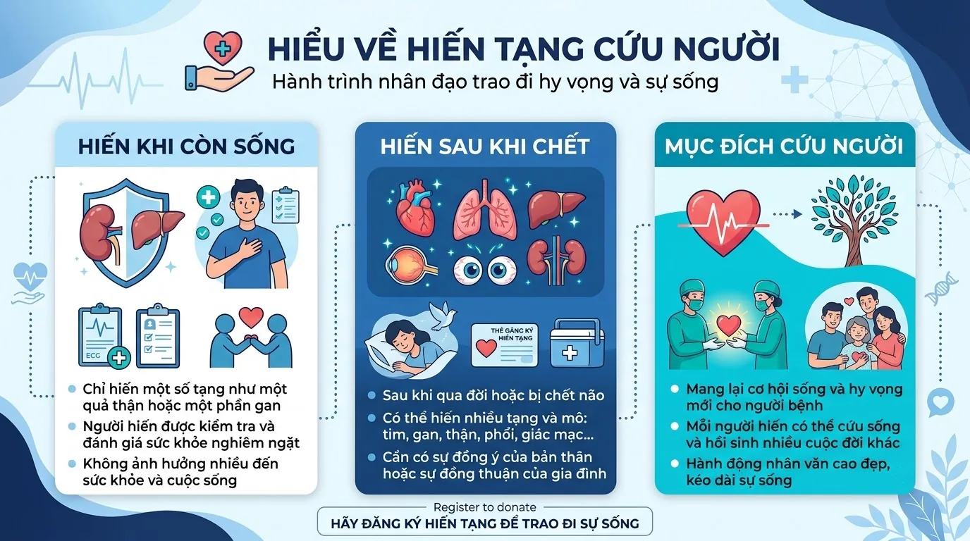 Bảng so sánh chi tiết giữa ba hình thức hiến mô, tạng và thi hài